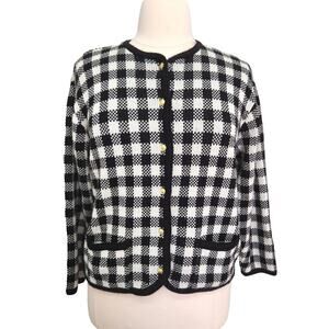 Croft and Barrow Size L Button Up cardigan Sweater With Pockets & Shoulder Pads